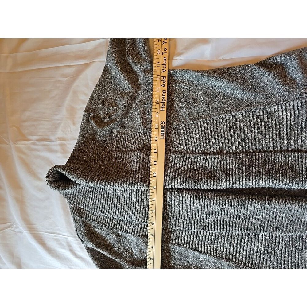 INC International Concept Grey Silver Metallic Shawl Collar Cardigan Size Medium - Picture 10 of 10